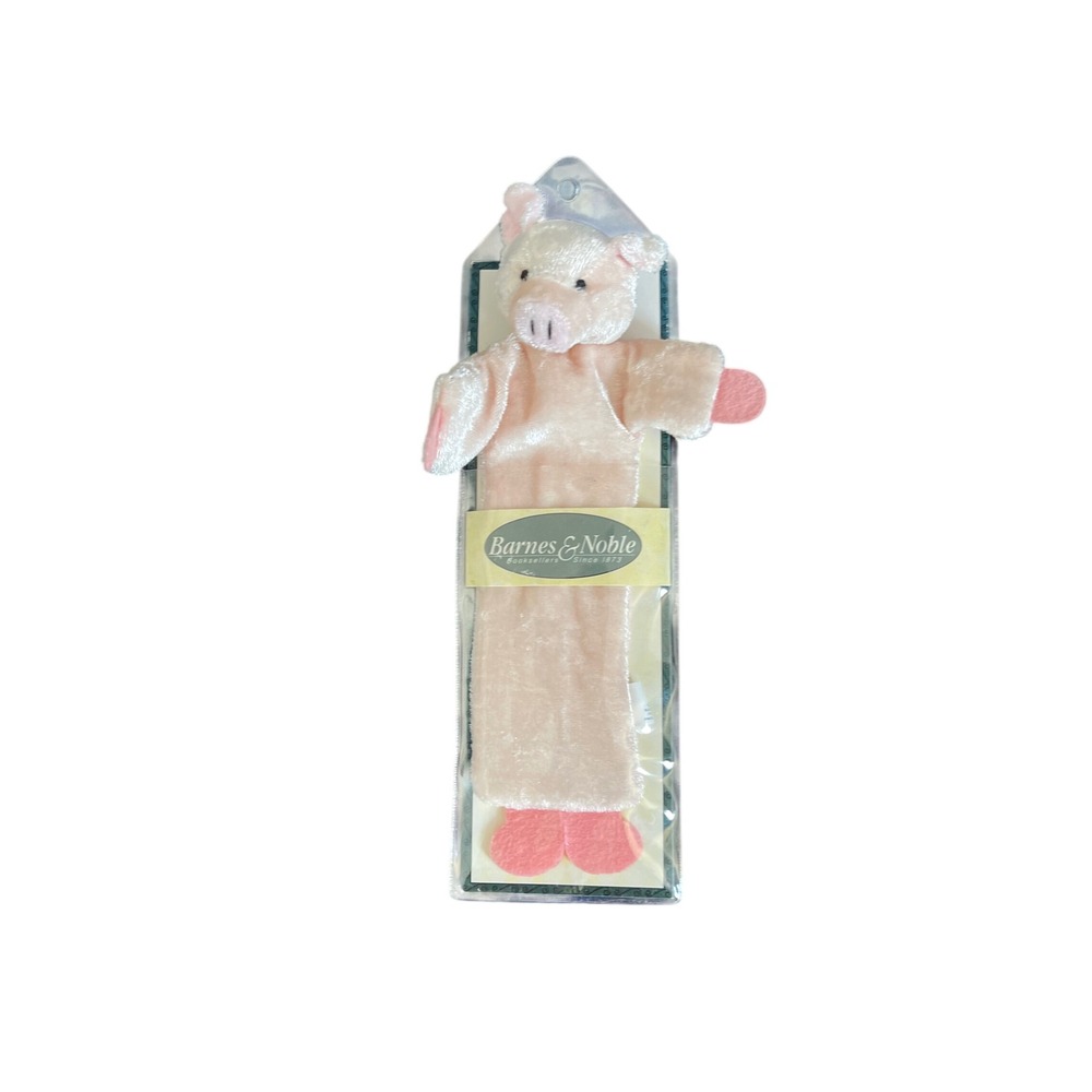 Vintage Barnes & Noble Russ Berrie Pink Pig Plush Bookmark